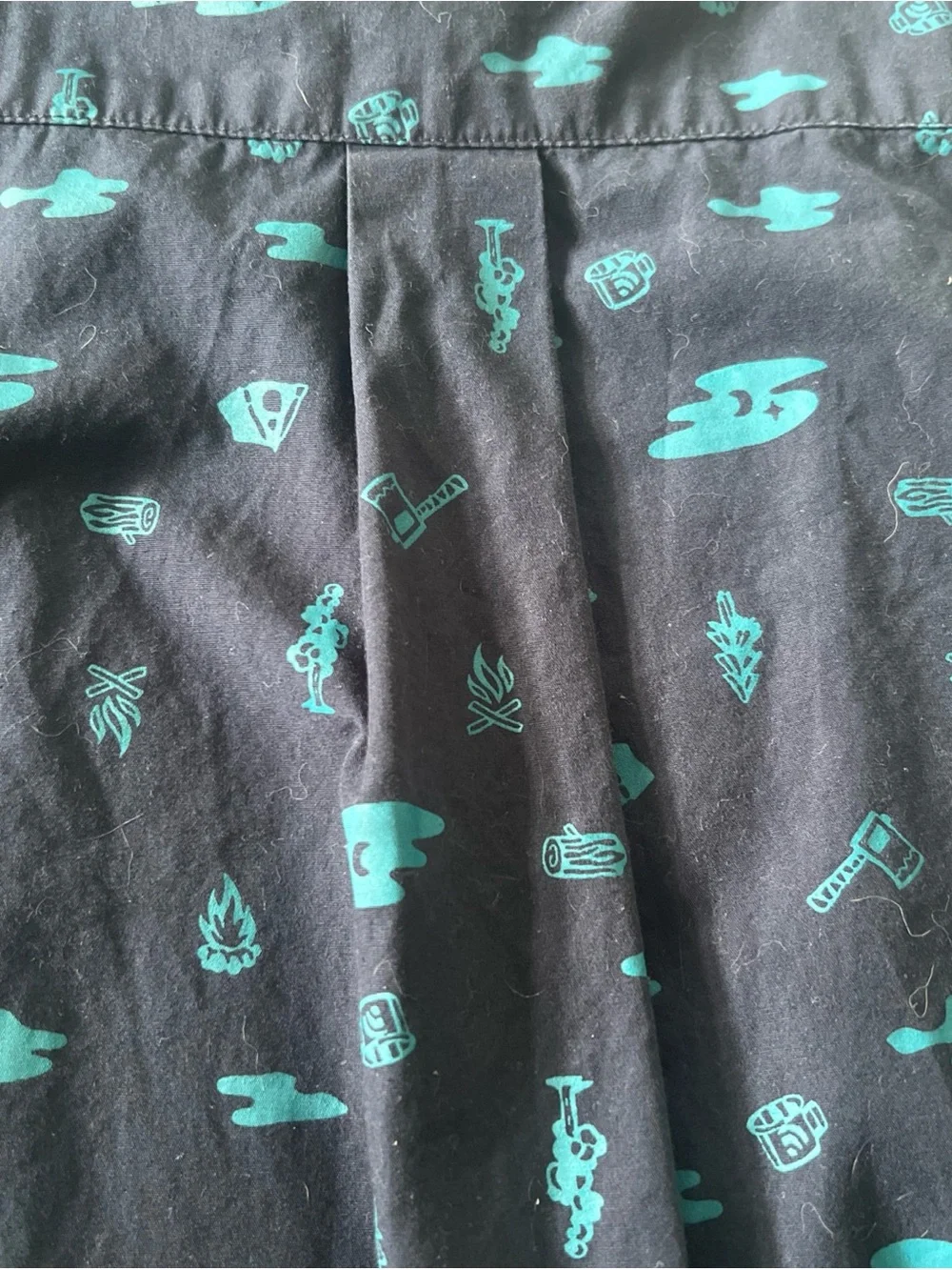 The North Face BLUE Baytrail Pattern Button Up Shirt XXL Outdoors Hiking